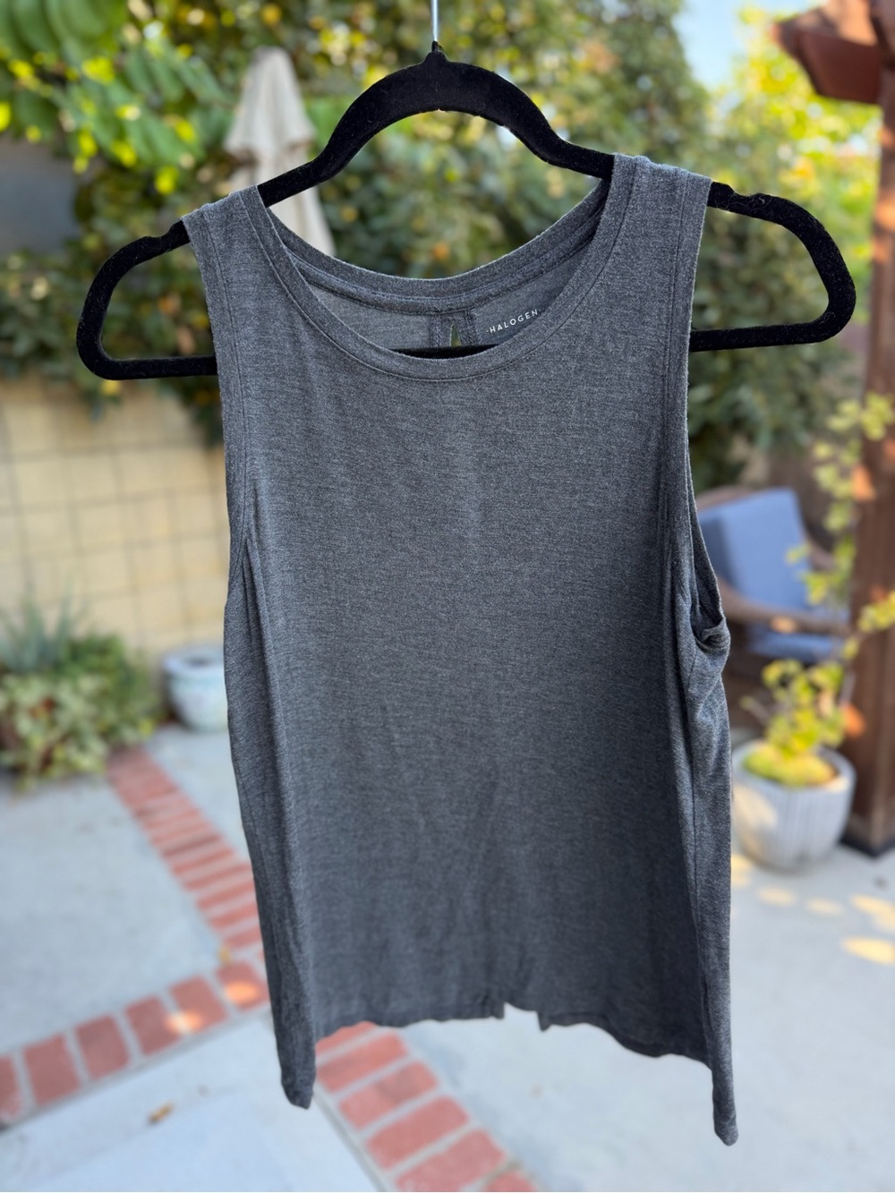 Halogen Gray Sleeveless Open Back Tunic Tank Top Size S